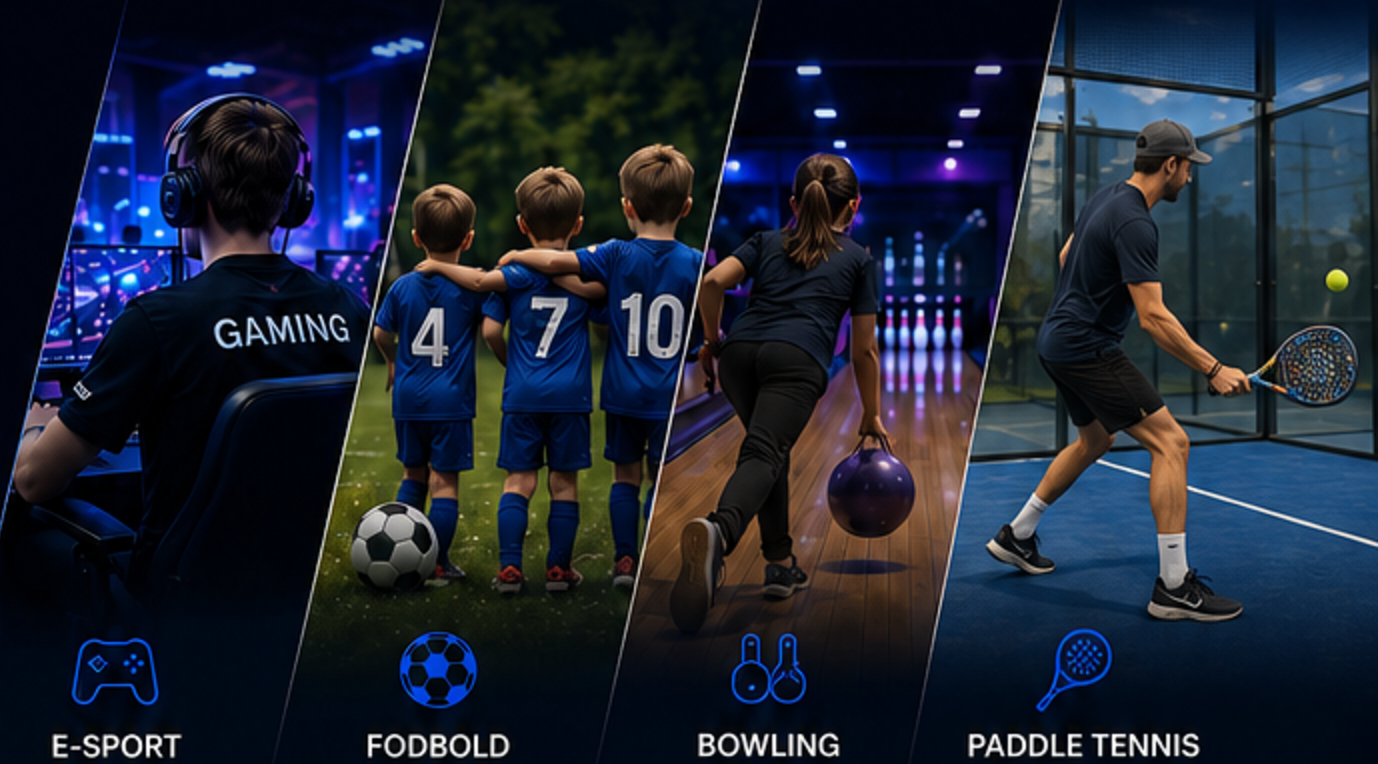 E-sport, fodbold, bowling og paddle tennis
